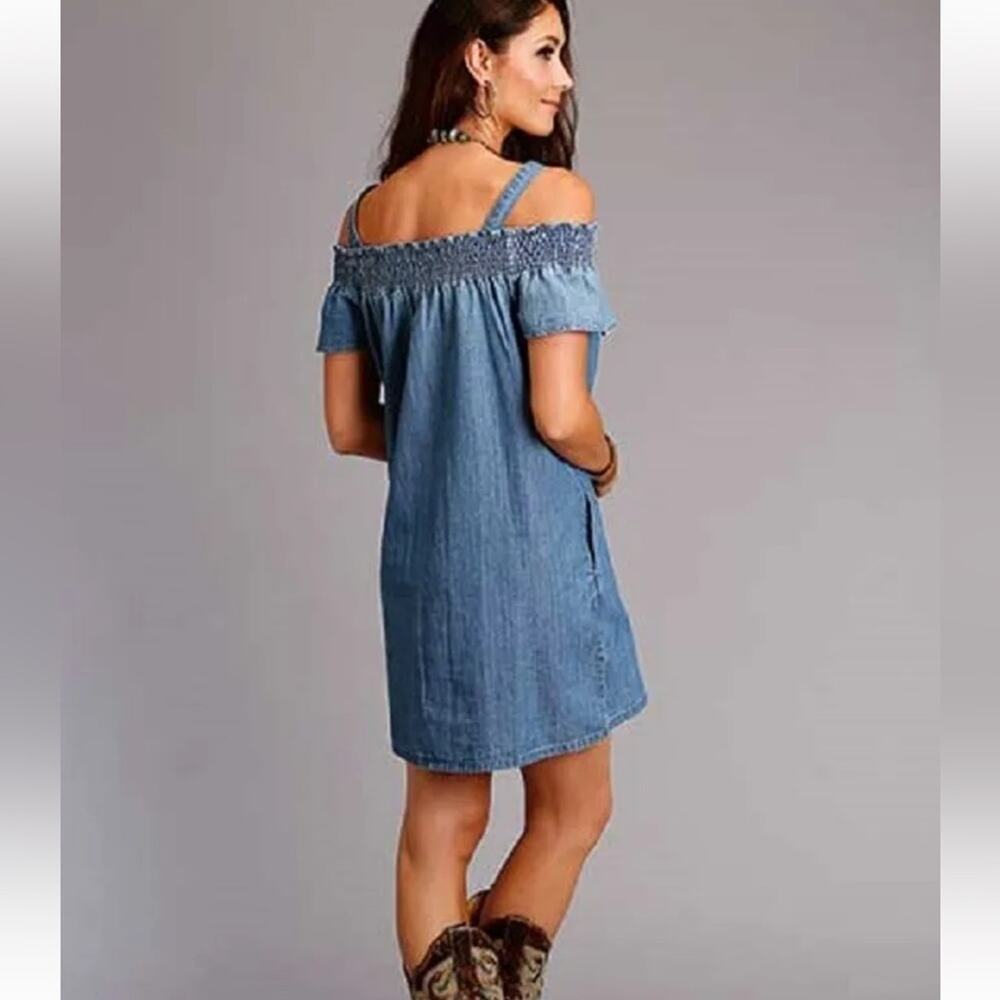 Stetson Blue Off-Shoulder Dress - Picture 2 of 9